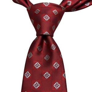 Jos. A. Bank Silk Tie Red Geometric Pattern Dress Necktie Office Wear 58.5'x3.5